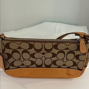 Coach Signature Brown and Tan Shoulder Bag